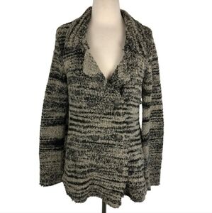 Free People Womens Zebra Yarn Double Breasted Green Sweater Blazer Medium